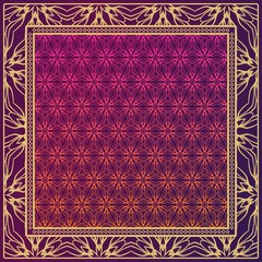 Obraz premium Template Print for Fabric. Pattern of Geometric ornament with Border. illustration. Seamless. For Print Bandana, Shawl, Carpet