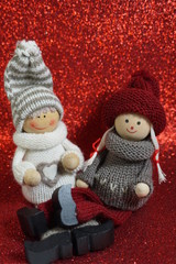 Couple toys in love. Guy and girl on valentine's day.
