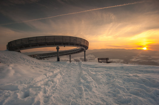 Platforma widokowa w Woli Kroguleckiej ,Beskid  Sądecki,małopolska.