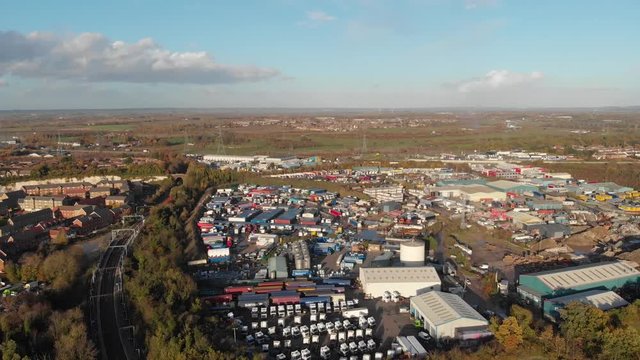 Aerial view of the Industrial park in Purfleet