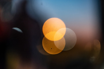 Color circles in unfocus in the dark close up