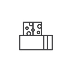 Cheese bar outline icon. linear style sign for mobile concept and web design. Dairy cheese package simple line vector icon. Symbol, logo illustration. Pixel perfect vector graphics