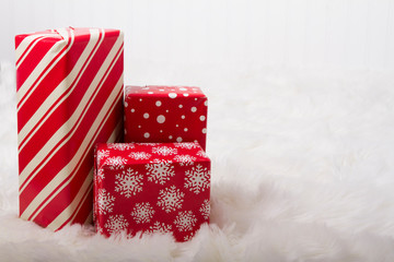 Red and White Christmas presents