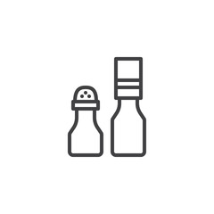 Seasoning bottles outline icon. linear style sign for mobile concept and web design. Salt and pepper shaker simple line vector icon. Symbol, logo illustration. Pixel perfect vector graphics