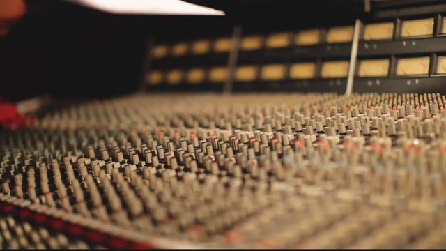 Person in recording studio, close up