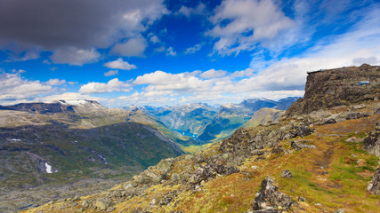 Obraz premium Mountains landscape with Dalsnibba viewpoint, Norway