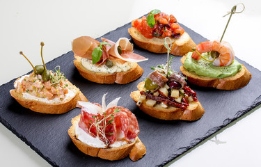 Bruschettas plate. Italian appetizer