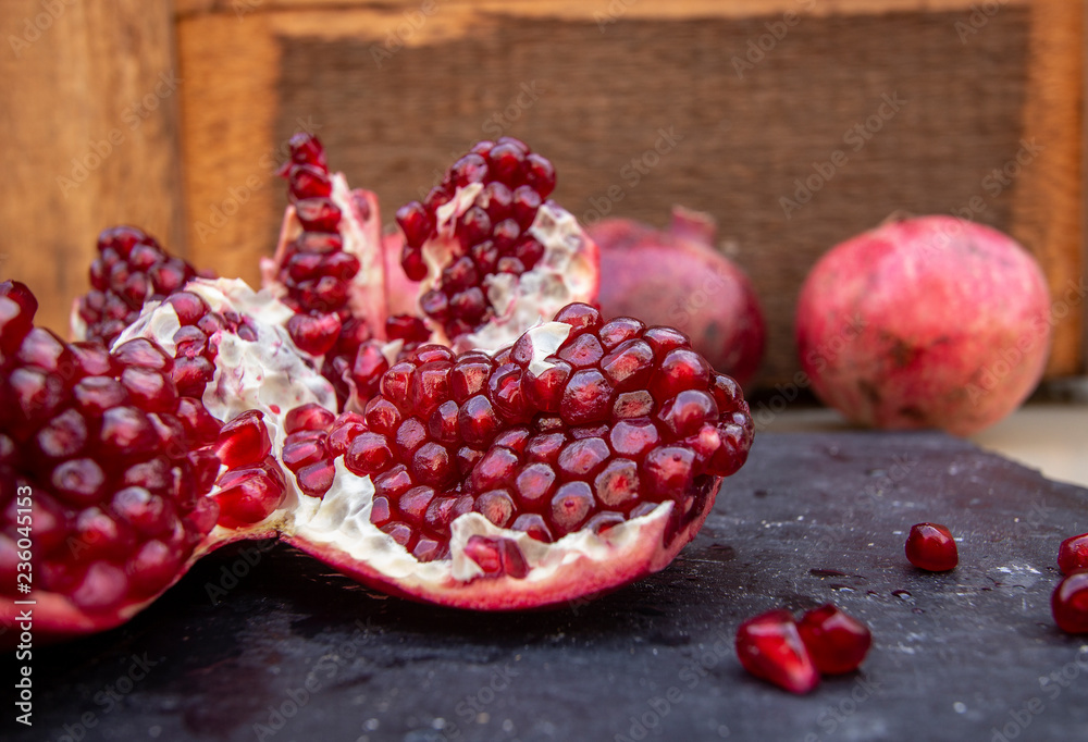 Wall mural juicy ripe pomegranate