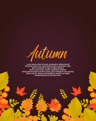 Autumn poster with leaves and floral elements.Design perfect for prints flyers banners invitations