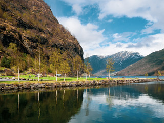 Obraz premium Flam, Norway Landscape with reflection