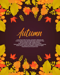 Autumn poster with leaves and floral elements.Design perfect for prints flyers banners invitations