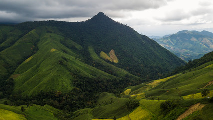 Fototapeta premium High angle view of Mountain in Nan province Thailand