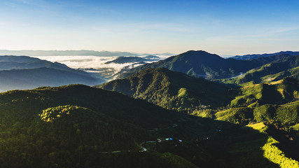 High angle view of landscape    Mountain in  Nan province Thailand