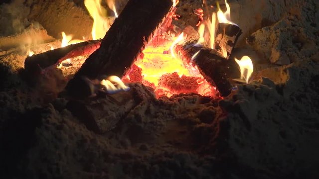 campfire on beach in kill devil hills nc