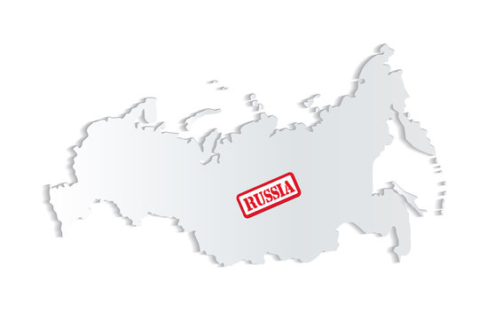 Russia map and seal vector image logo