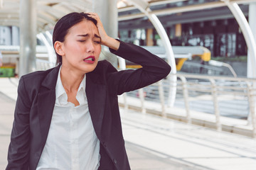 Fototapeta premium Young depressed businesswoman