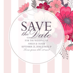 Wedding invitation with colorful flower.