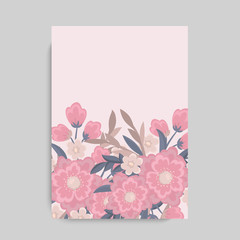 Greeting card with flowers, watercolor. Vector frame