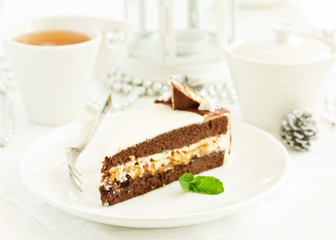 Chocolate Cake with caramel and nuts.