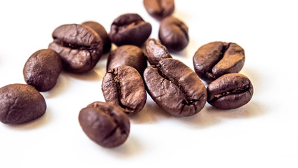  Coffee beans placed on a white background. As a background image