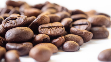  Coffee beans placed on a white background. As a background image