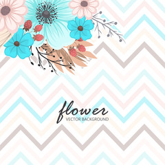 Greeting card with flowers, watercolor. Vector frame