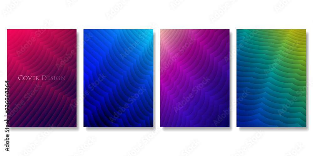 Wall mural set of colorful cover templates. abstract three dimensional texture with gradient effect. applicable