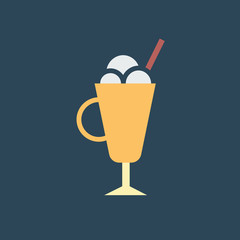 Silhouette icon ice cream in glass