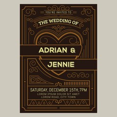 Vintage wedding invitation card. Vector illustation