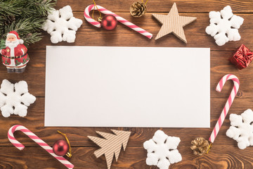 Christmas decoration on wooden background