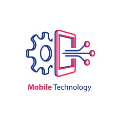 Obraz premium Software development, mobile technology concept, smartphone innovation