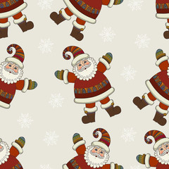Vector Christmas seamless pattern. Xmas seamless background from Santa Claus and snowflakes. Christmas background cam be used as gift wrapping paper, textile and others.