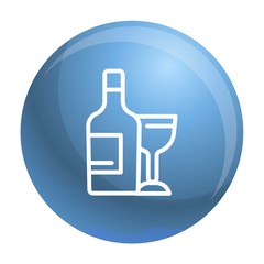 Wine bottle and glass icon. Outline wine bottle and glass vector icon for web design isolated on white background