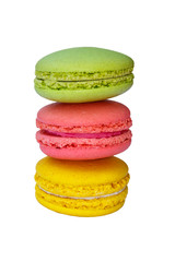 Tasty colorful macaroons isolated on white background