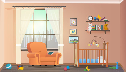 Vector Illustration Concept Children Room Interior