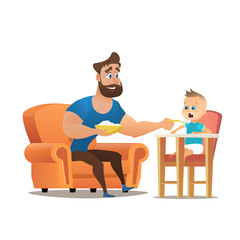 Vector Cartoon Illustration Concept Happy Father
