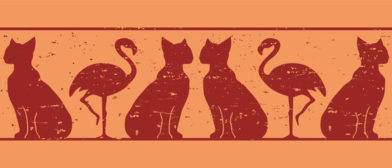 Seamless vector ornament for a frame in ancient style with the effect of aging.