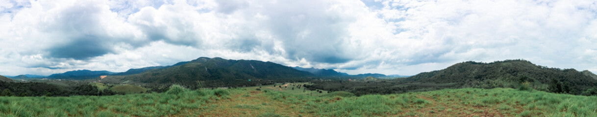 landscape with mountains and clouds
