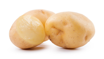 raw yellow potato isolated on white background