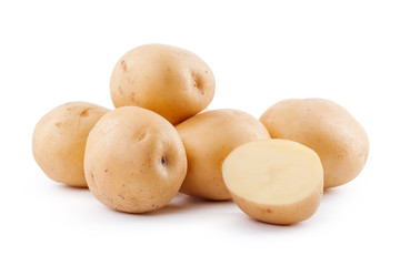 raw yellow potato isolated on white background