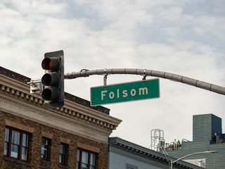 Folsom St red traffic light in San Francisco