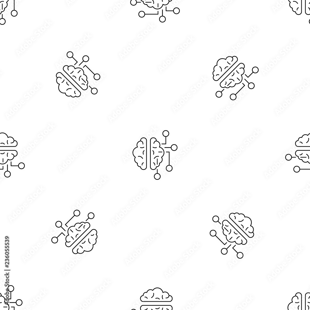 Poster ai brain pattern seamless vector repeat geometric for any web design
