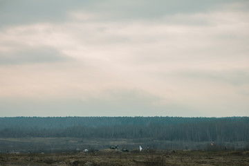 Front Line. Military attack on battlefield from ambush