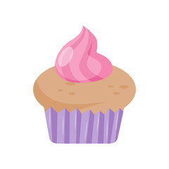 Colorful cupcake, design element for Birthday party vector Illustration on a white background