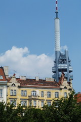 Fototapeta na wymiar Zizkov television tower in Prague, Czech Republic