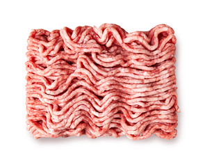 Meat isolated on white background. Raw minced pork meat.