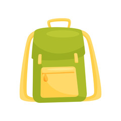 Green school backpack, school education and knowledge vector Illustration