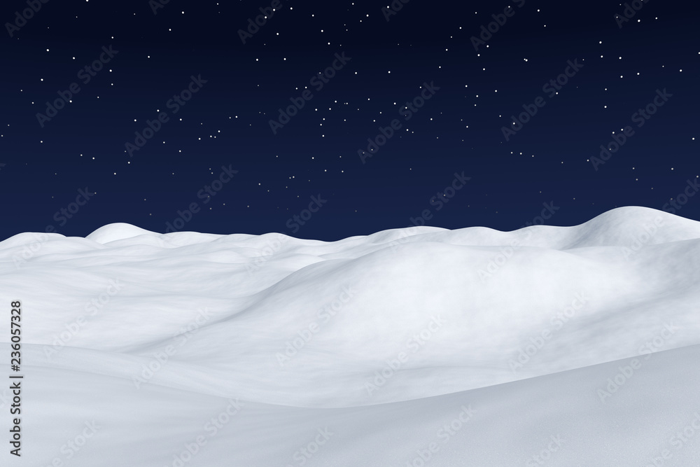 Wall mural white snow field at night arctic landscape