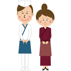 ポップな板前と仲居さんがお出迎え