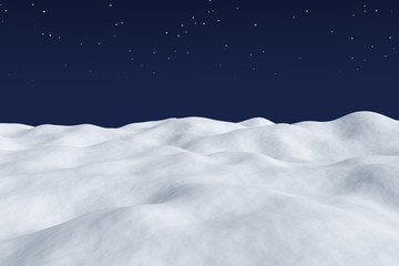 Naklejka premium White snow field at night winter arctic landscape
